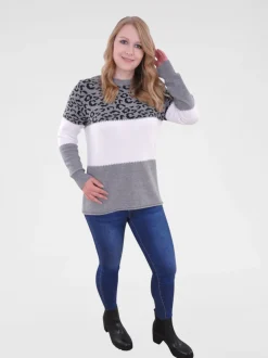 Navigazione Damen Pullover in grau - Ärmel: langarm