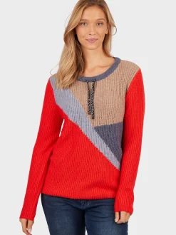 Navigazione Damen Pullover in koralle - Ärmel: langarm