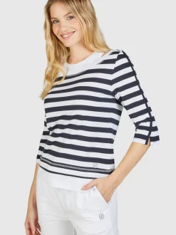 Navigazione Damen Shirt in blau - Ausschnitt: Rundhals