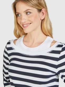 Navigazione Damen Shirt in blau - Ausschnitt: Rundhals