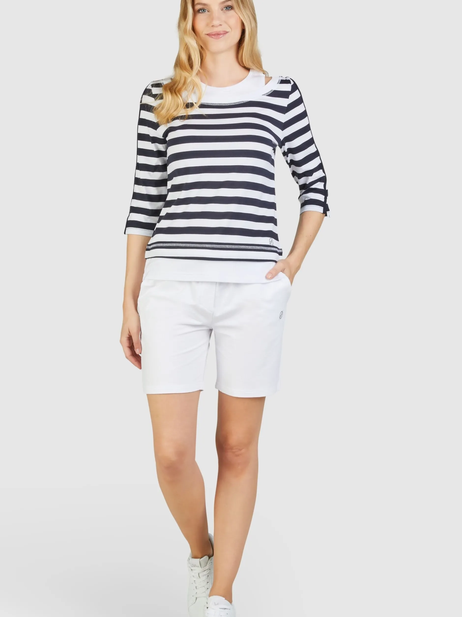 Navigazione Damen Shirt in blau - Ausschnitt: Rundhals