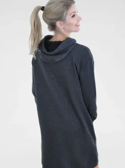 Navigazione Damen Sweatkleid in schwarz - Länge: mittel