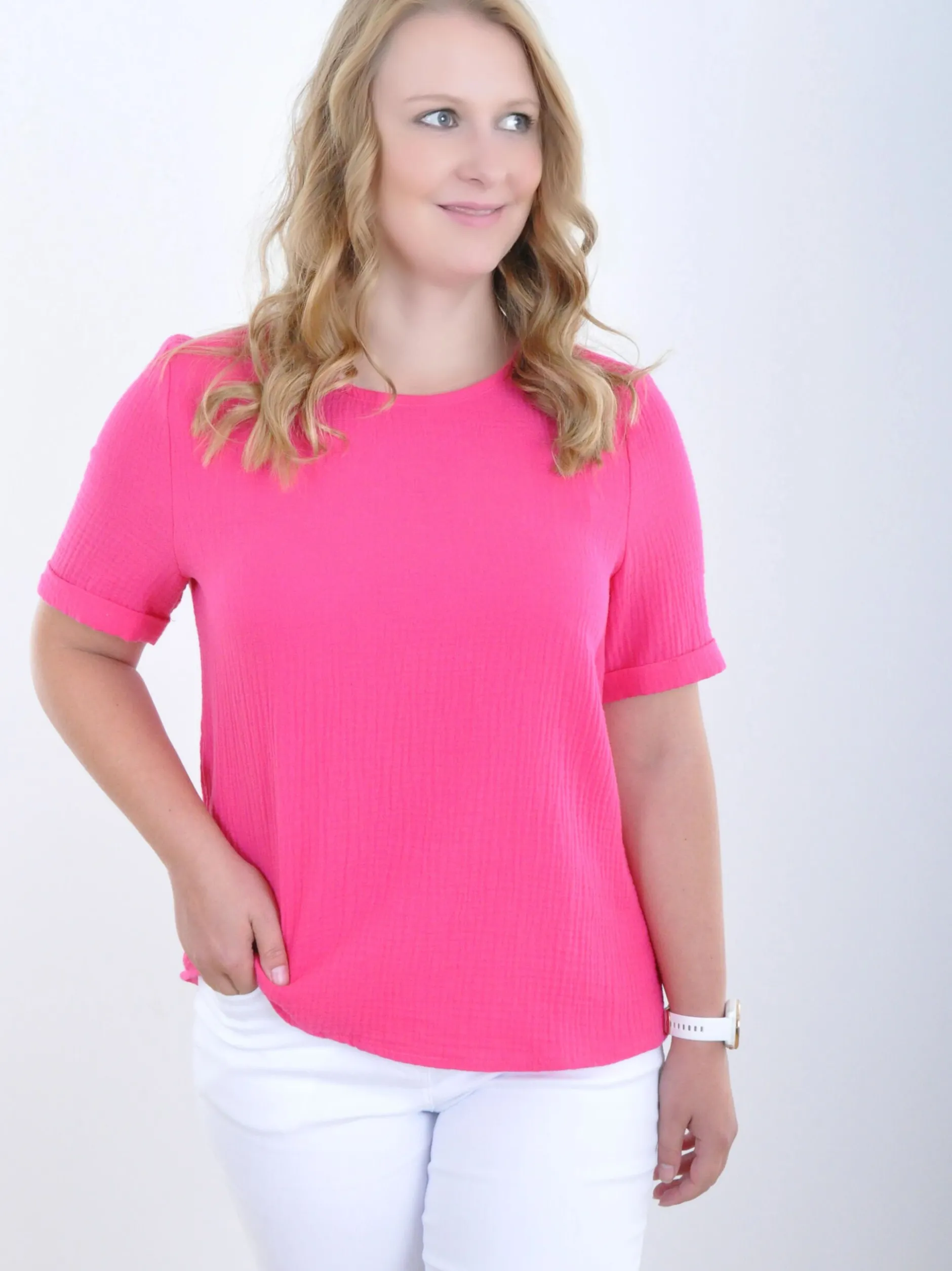Navigazione Damen T-Shirt in pink - Ausschnitt: Rundhals