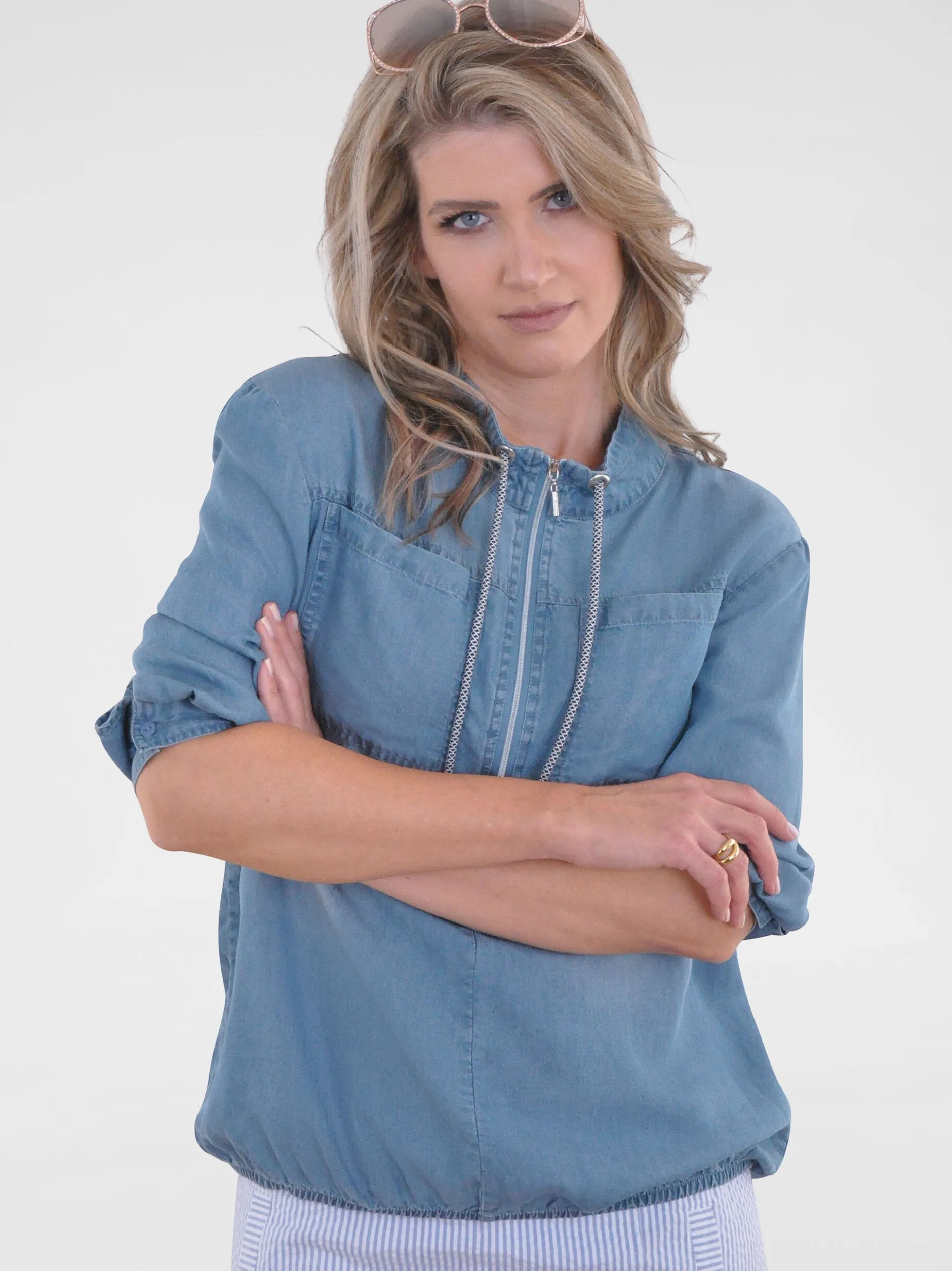 Navigazione Damen Tunika in blau - Ärmel: 3/4 Arm