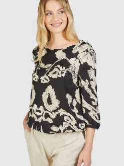 Navigazione Damen Tunika in schwarz - Ärmel: 3/4 Arm