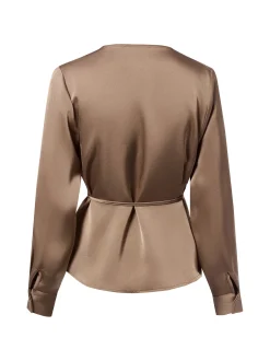 Neo Noir Damen Bluse - Caprina in taupe - Ärmel: langarm