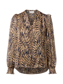 Neo Noir Damen Bluse - Davina Pattern in schwarz beige
