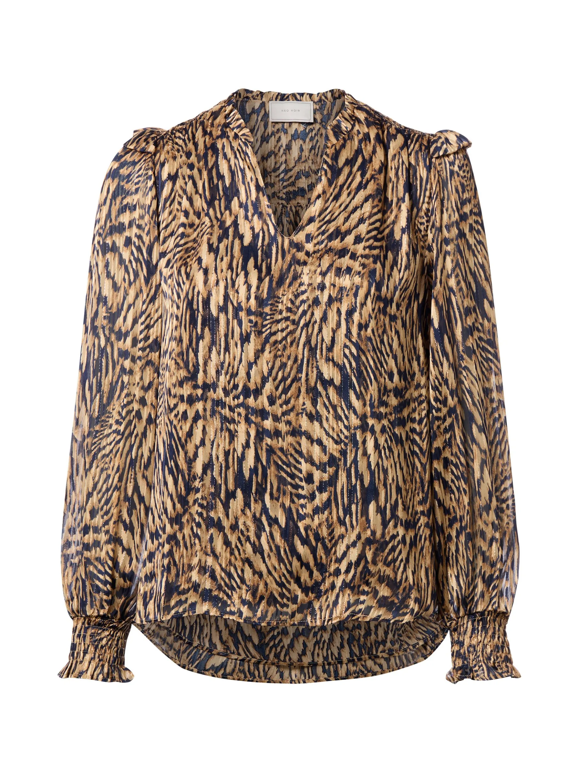 Neo Noir Damen Bluse - Davina Pattern in schwarz beige