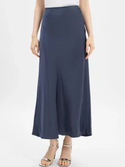 Neo Noir Damen Satin-Maxirock - Vicky in marine
