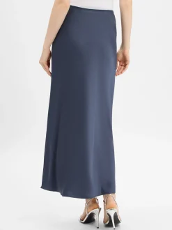 Neo Noir Damen Satin-Maxirock - Vicky in marine