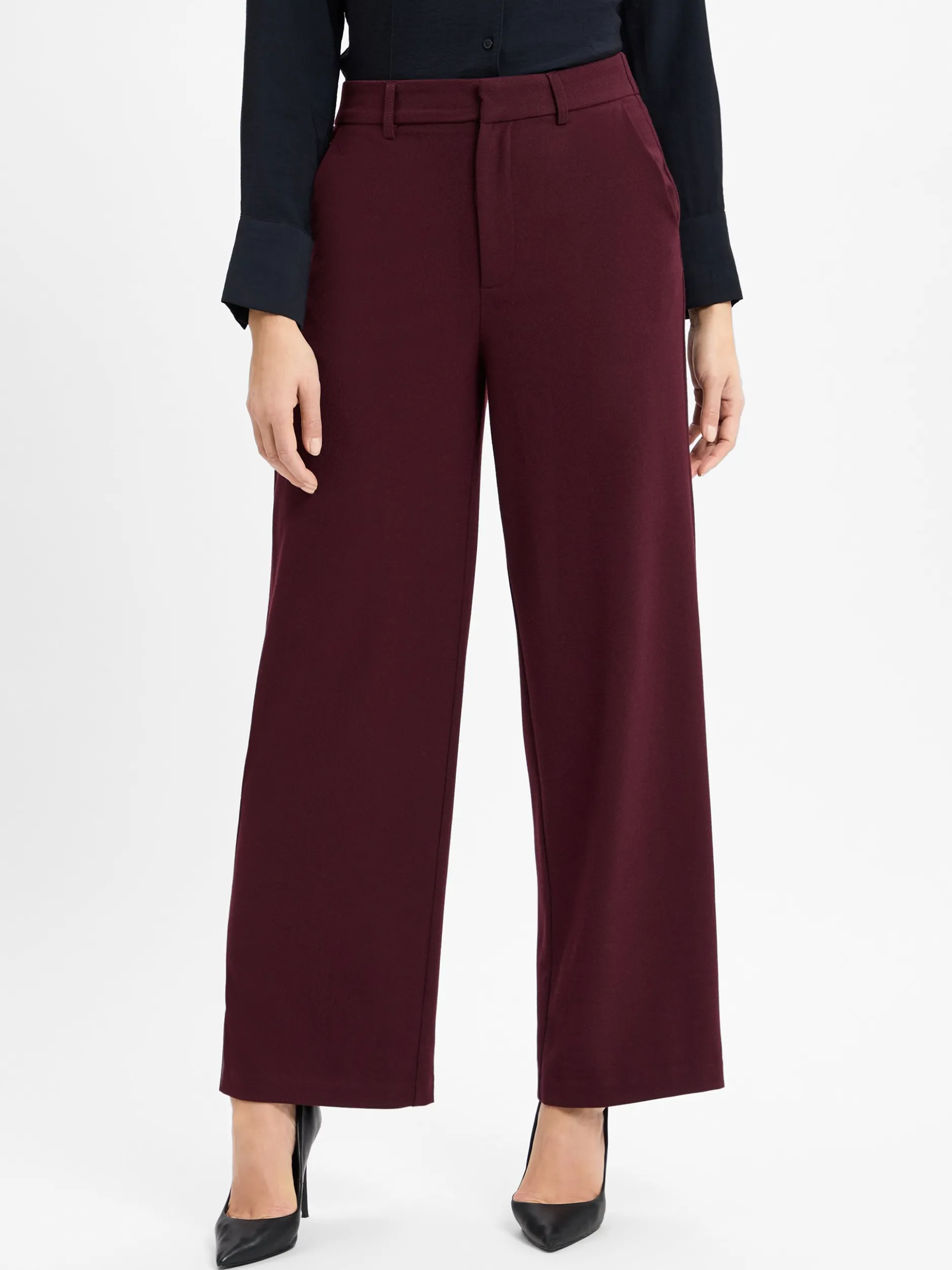 Neo Noir Damen Stoffhose in aubergine - Länge: lang
