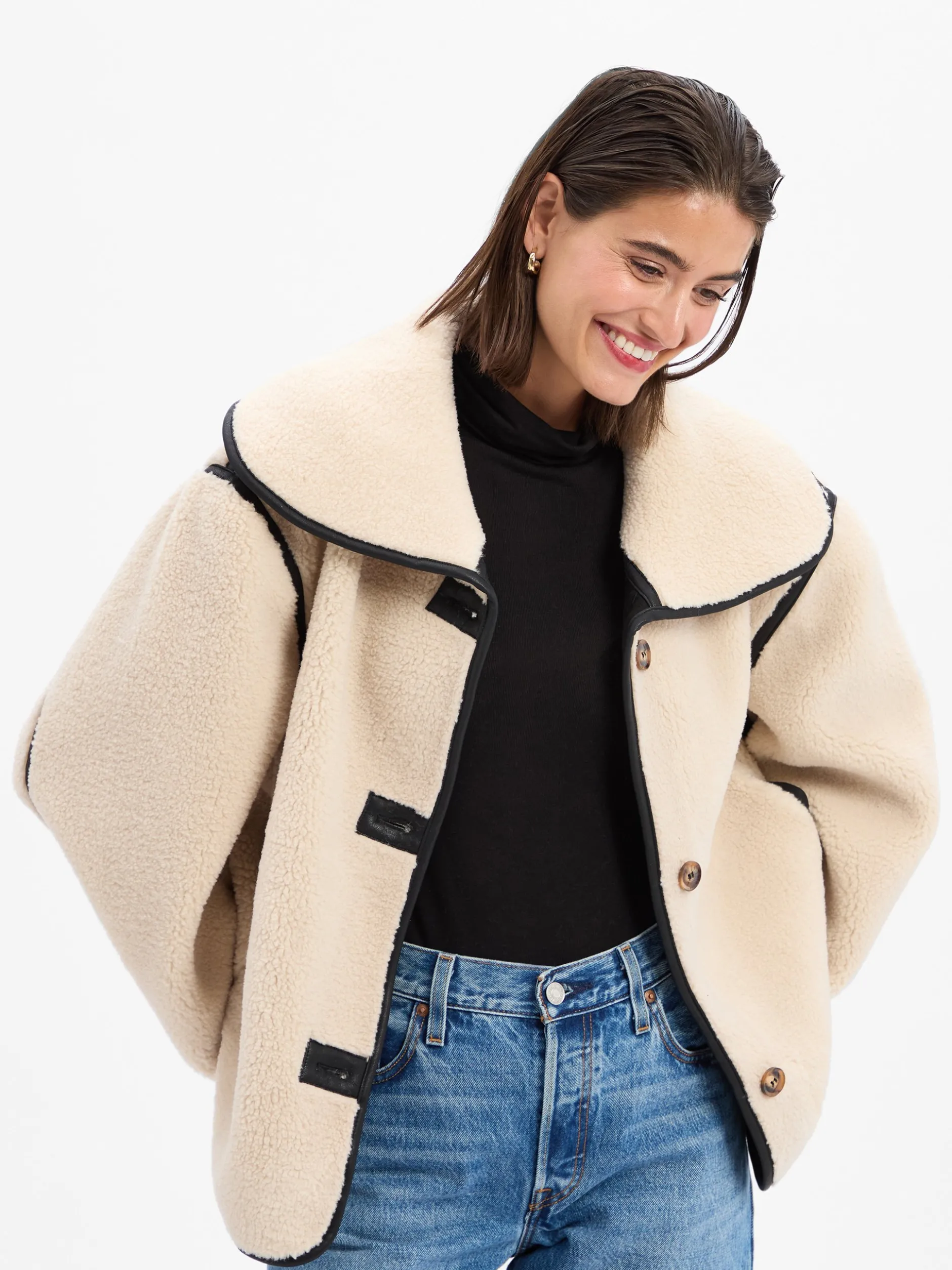 Neo Noir Damen Teddyjacke - Edmund in ecru