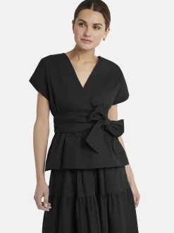 Nicowa Damen Wickelbluse - CANIWA in schwarz