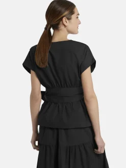 Nicowa Damen Wickelbluse - CANIWA in schwarz