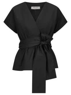 Nicowa Damen Wickelbluse - CANIWA in schwarz