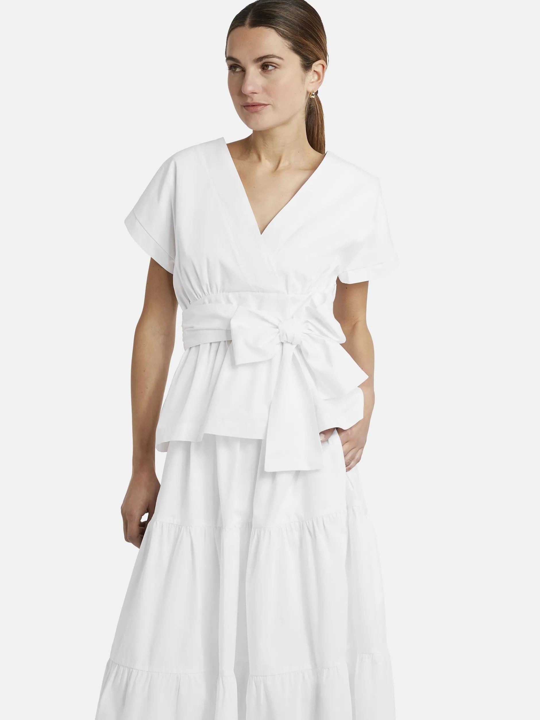 Nicowa Damen Wickelbluse - CANIWA in weiß