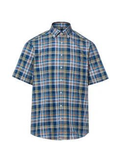 Nils Sundström Herren Kurzarmhemd in indigo orange