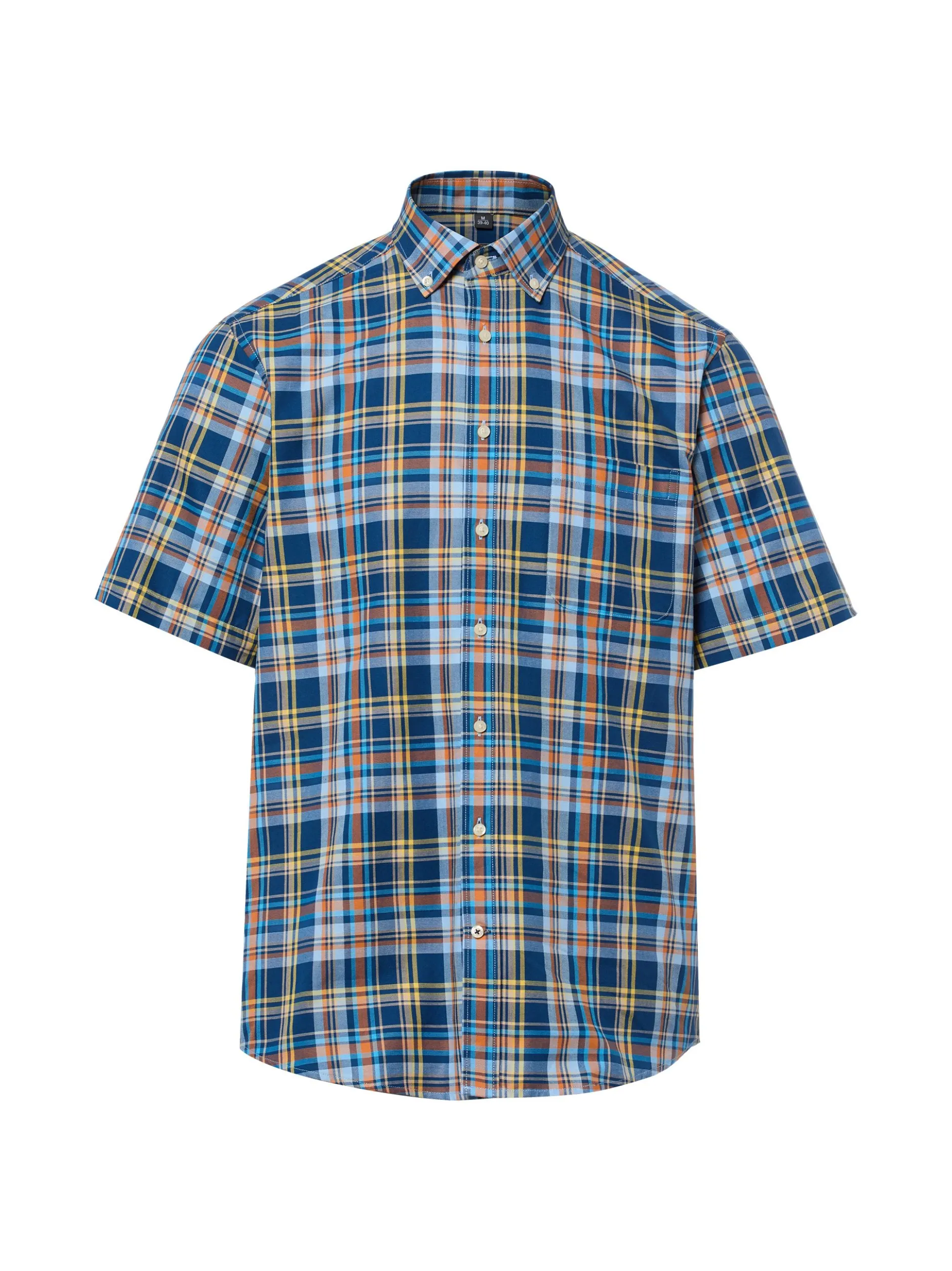 Nils Sundström Herren Kurzarmhemd in indigo orange