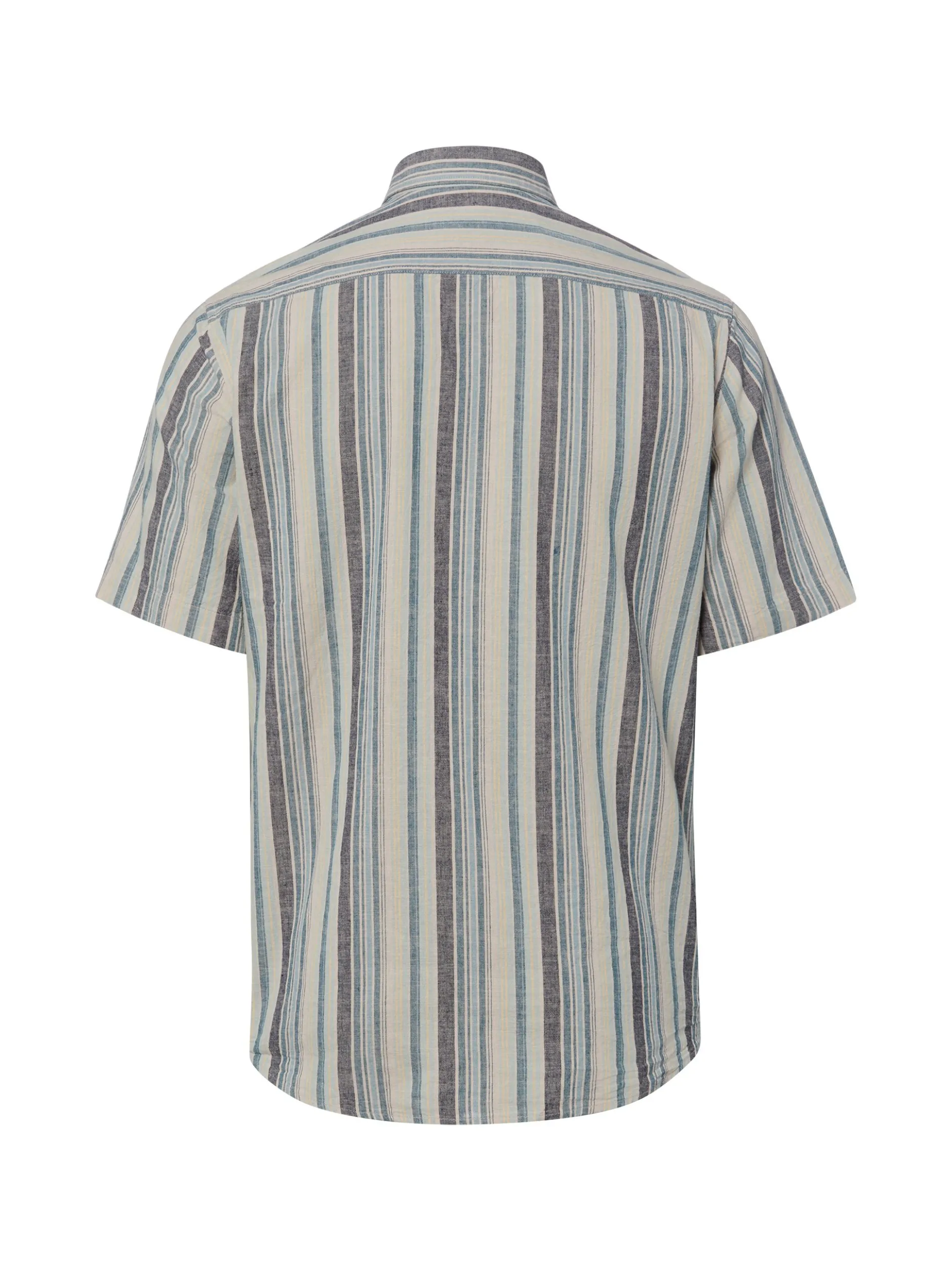 Nils Sundström Herren Kurzarmhemd mit Leinen in indigo beige