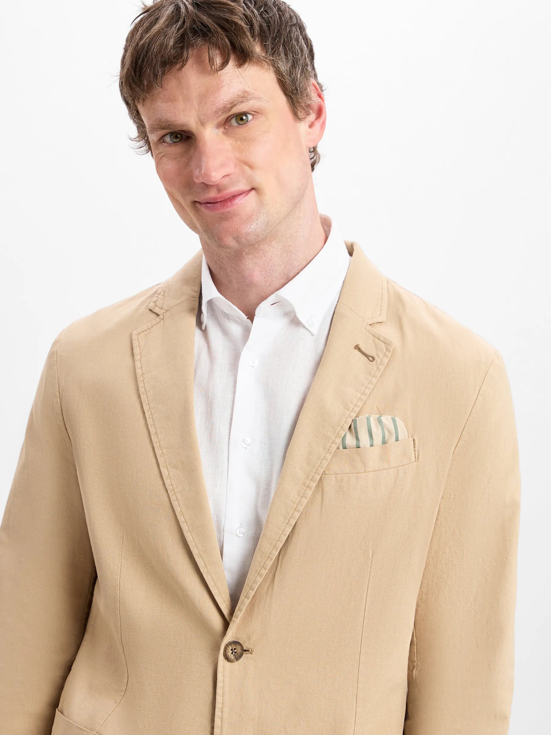 Nils Sundström Herren Sakko mit Leinenanteil in beige
