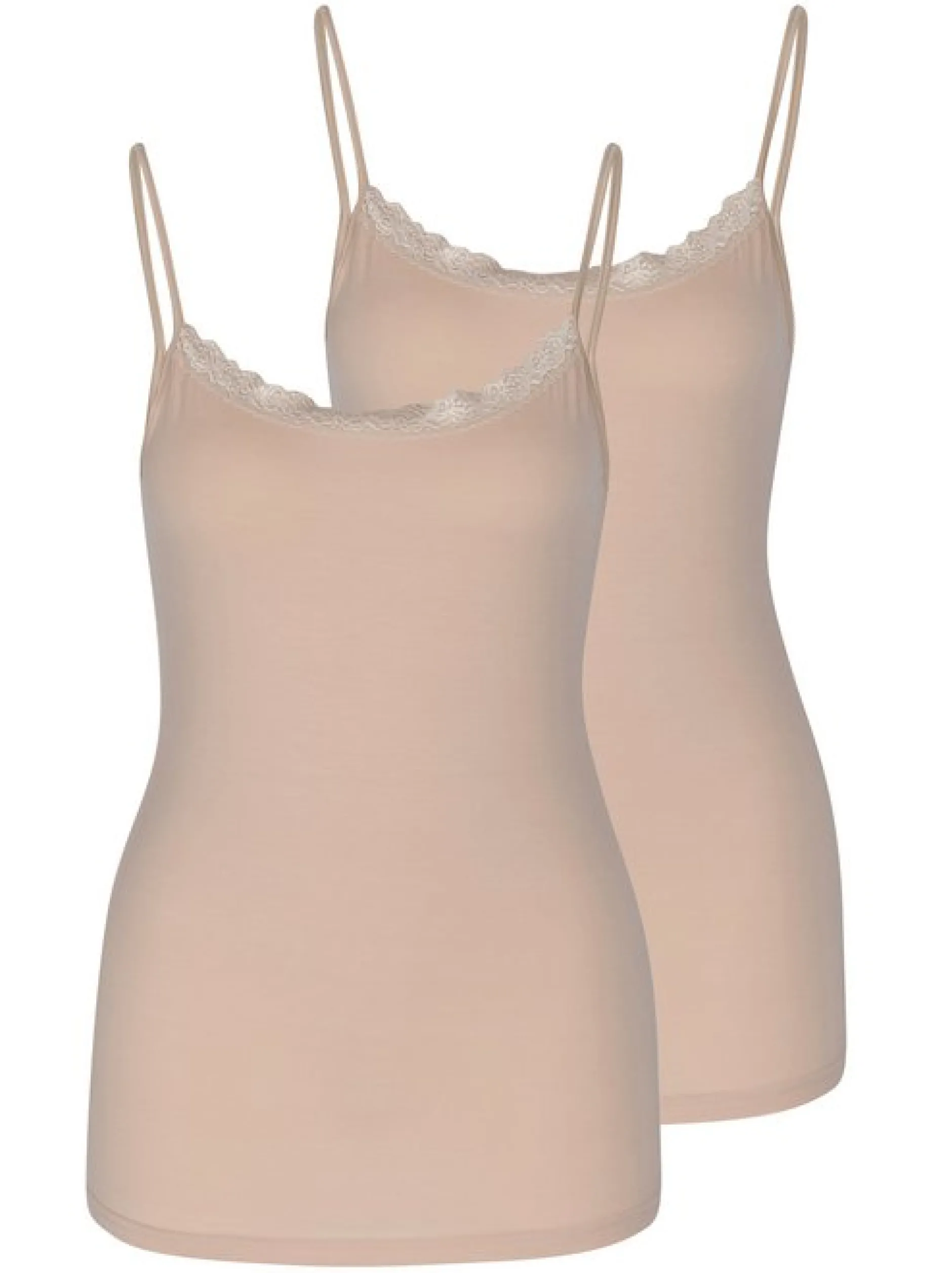 Nina von C. Damen Spaghetti Top - 2er Pack Cosy in beige