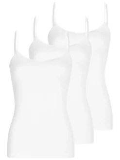Nina von C. Damen Spaghetti Top - 3er Pack Daily in weiß