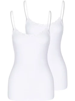 Nina von C. Damen Spaghetti Top - 2er Pack Cosy in weiß