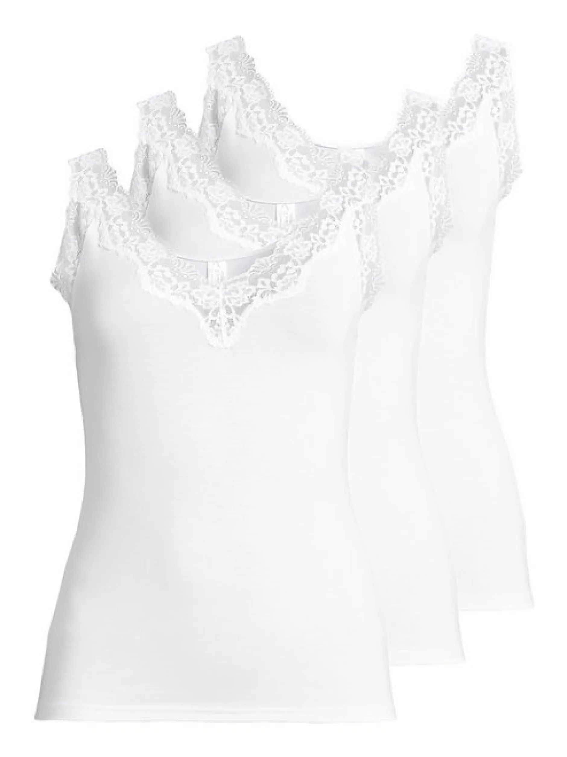 Nina von C. Damen Unterhemd - 3er Pack Romance in weiß