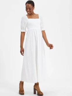 Noisy May Damen Kleid - NMSommer in weiß - Länge: lang