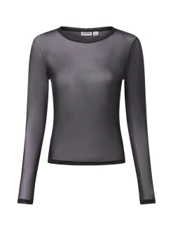 Noisy May Damen Mesh-Langarmshirt - NMJudith in schwarz