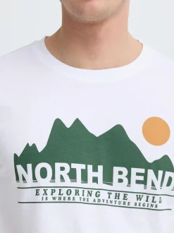 North Bend Herren Rundhalsshirt - NBCash in weiß