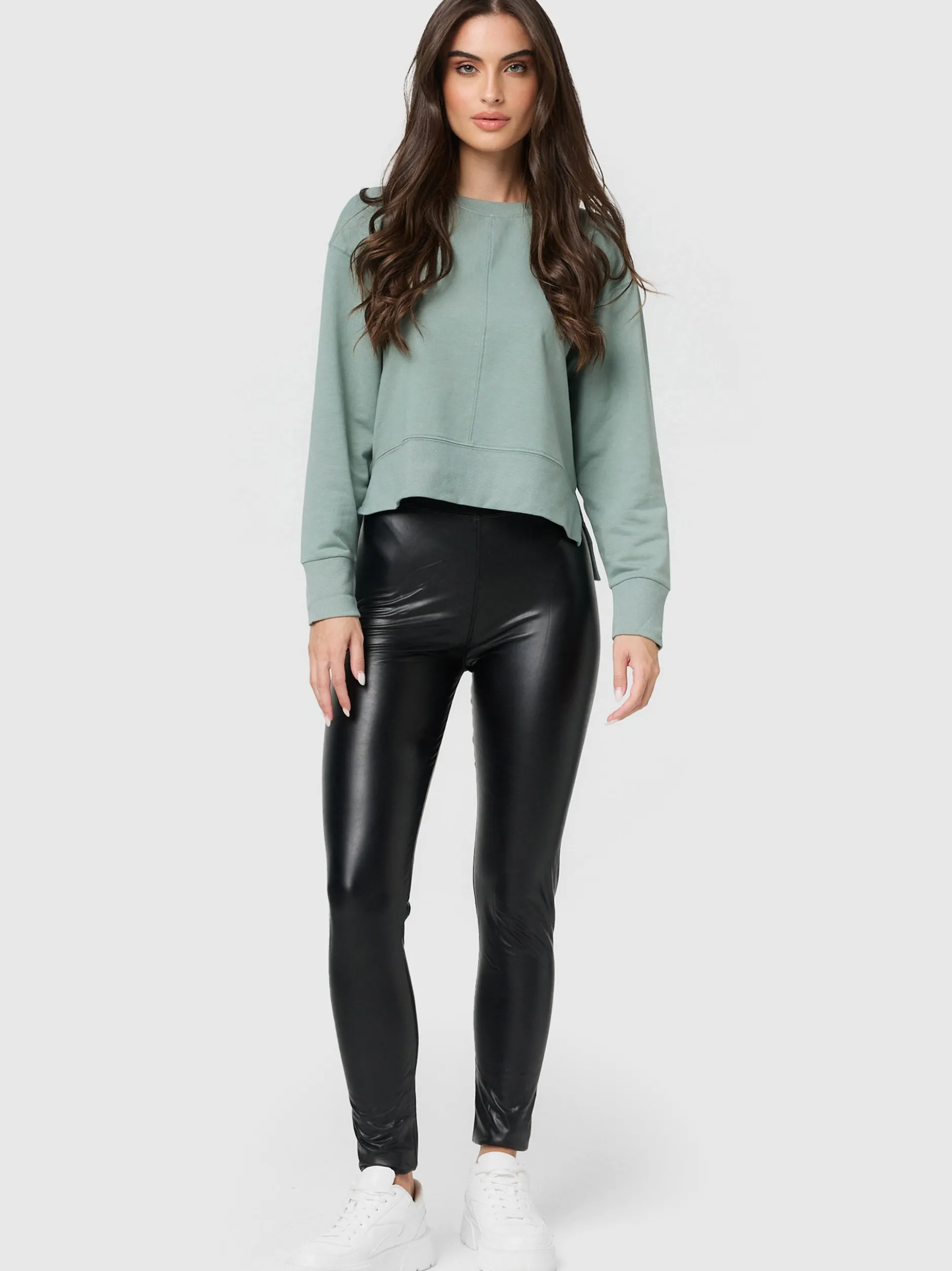 nurdie Damen Vegane Leggings in Leder-Optik - Relax & Go in schwarz