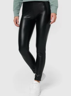 nurdie Damen Vegane Leggings in Leder-Optik - Relax & Go in schwarz