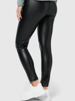 nurdie Damen Vegane Leggings in Leder-Optik - Relax & Go in schwarz