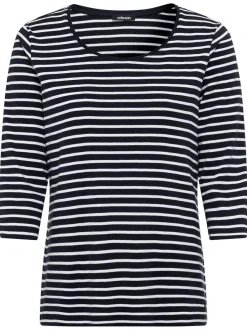 Olsen Damen Baumwollshirt in blau - Ausschnitt: Rundhals
