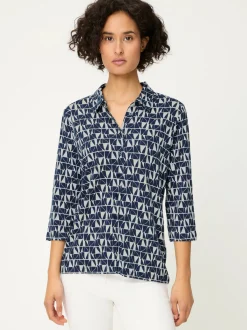 Olsen Damen Bluse - Hannah in marine weiß
