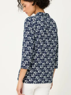 Olsen Damen Bluse - Hannah in marine weiß