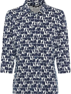 Olsen Damen Bluse - Hannah in marine weiß