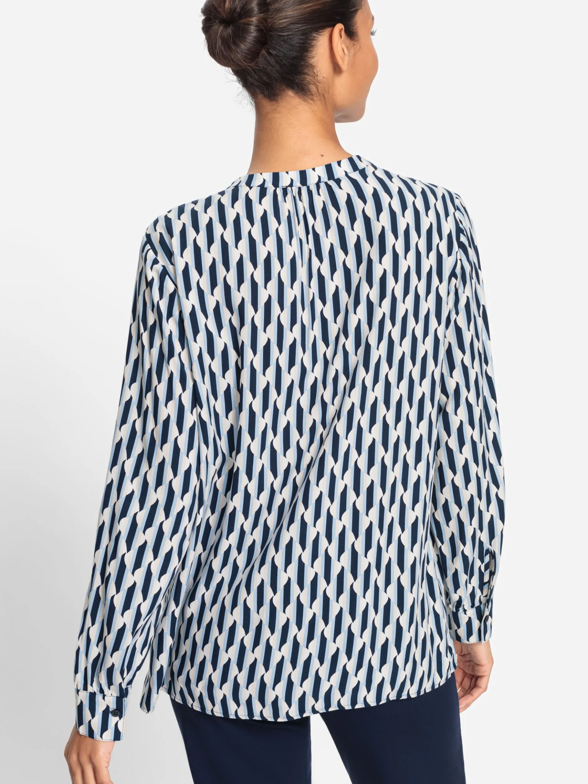 Olsen Damen Bluse in blau - Ausschnitt: V-Ausschnitt