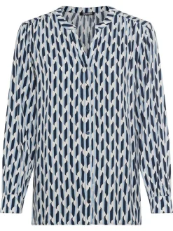Olsen Damen Bluse in blau - Ausschnitt: V-Ausschnitt