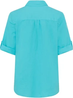 Olsen Damen Bluse in türkis - Ärmel: kurzarm