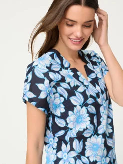 Olsen Damen Blusenshirt in marine mehrfarbig