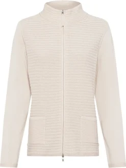 Olsen Damen Cardigan in beige - Ausschnitt: Rundhals