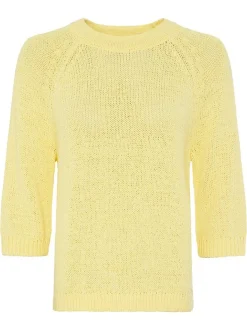 Olsen Damen Grobstrickpullover in gelb - Ärmel: 3/4 Arm