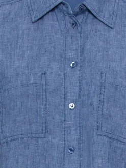 Olsen Damen Hemdbluse in blau - Ausschnitt: ohne Kragen