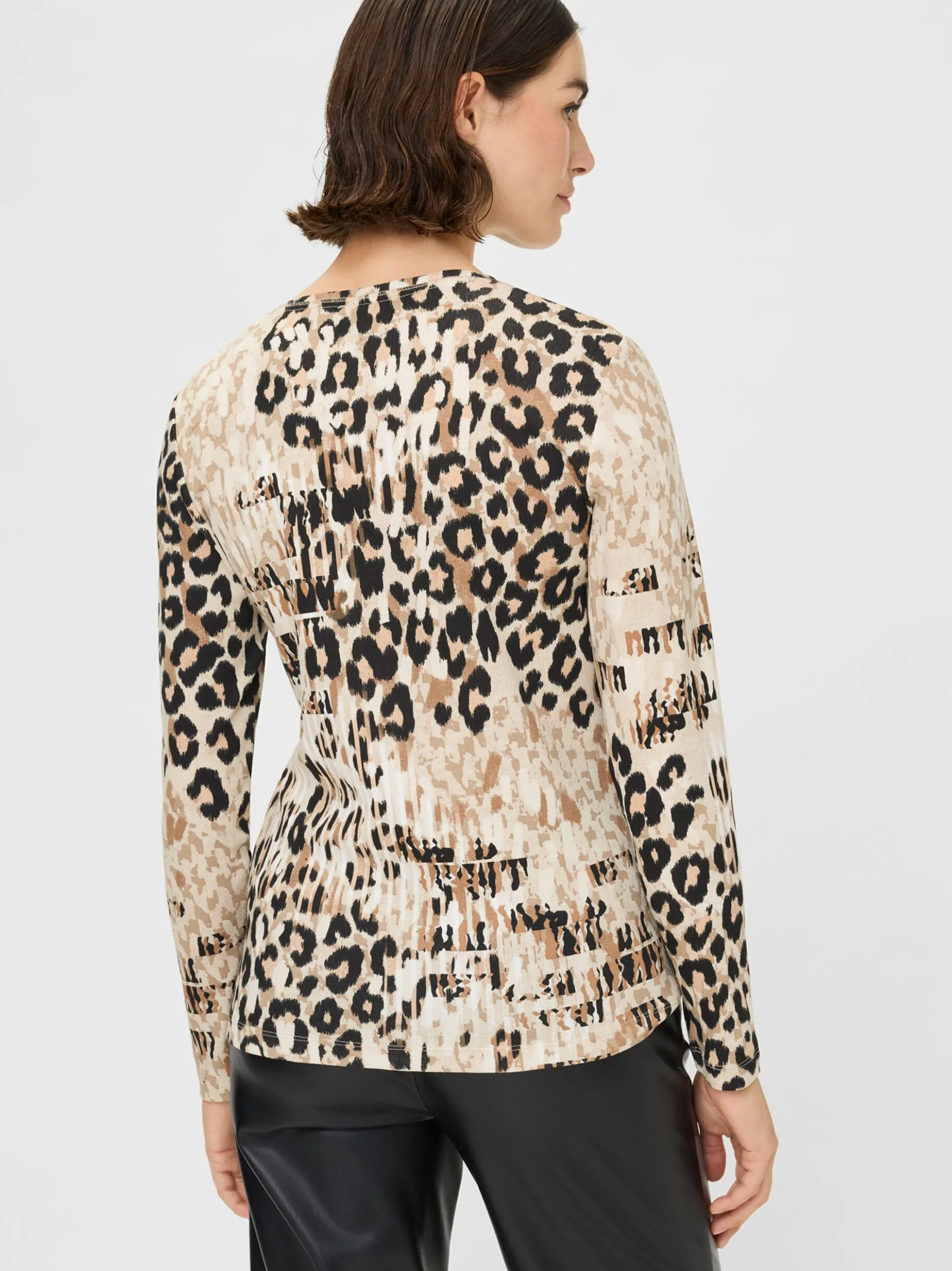 Olsen Damen Langarmshirt in beige - Ausschnitt: Rundhals