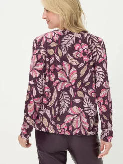 Olsen Damen Langarmshirt in lila - Ausschnitt: Rundhals