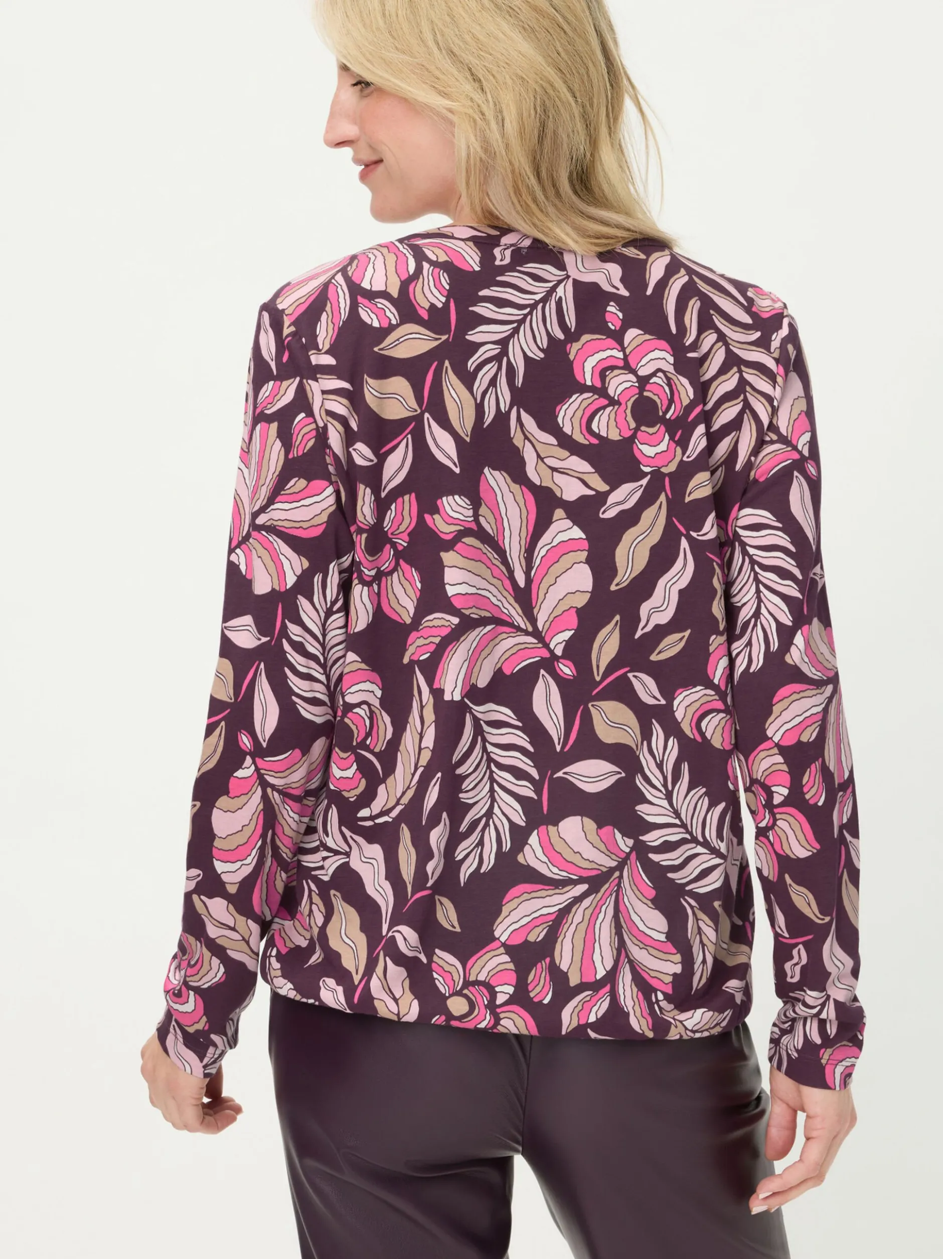 Olsen Damen Langarmshirt in lila - Ausschnitt: Rundhals