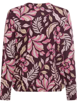 Olsen Damen Langarmshirt in lila - Ausschnitt: Rundhals