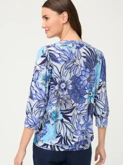 Olsen Damen Langarmshirt in weiß blau - Ärmel: 3/4 Arm